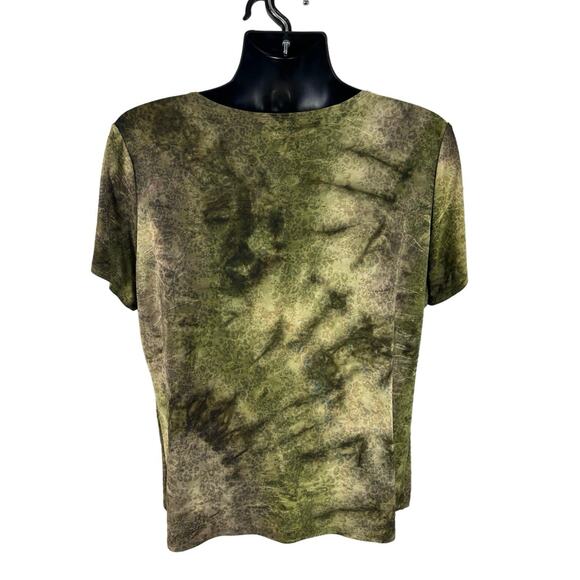 Y2K Plus Size Tee Jeweled Graphic Tie Dye Brown Green Short Sleeve XL Dressbarn - Picture 2 of 13